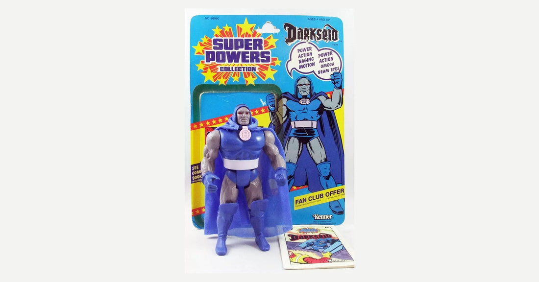 Figura Darkseid de Kenner Super Powers Collection 1984 con tarjeta original y mini-cómic