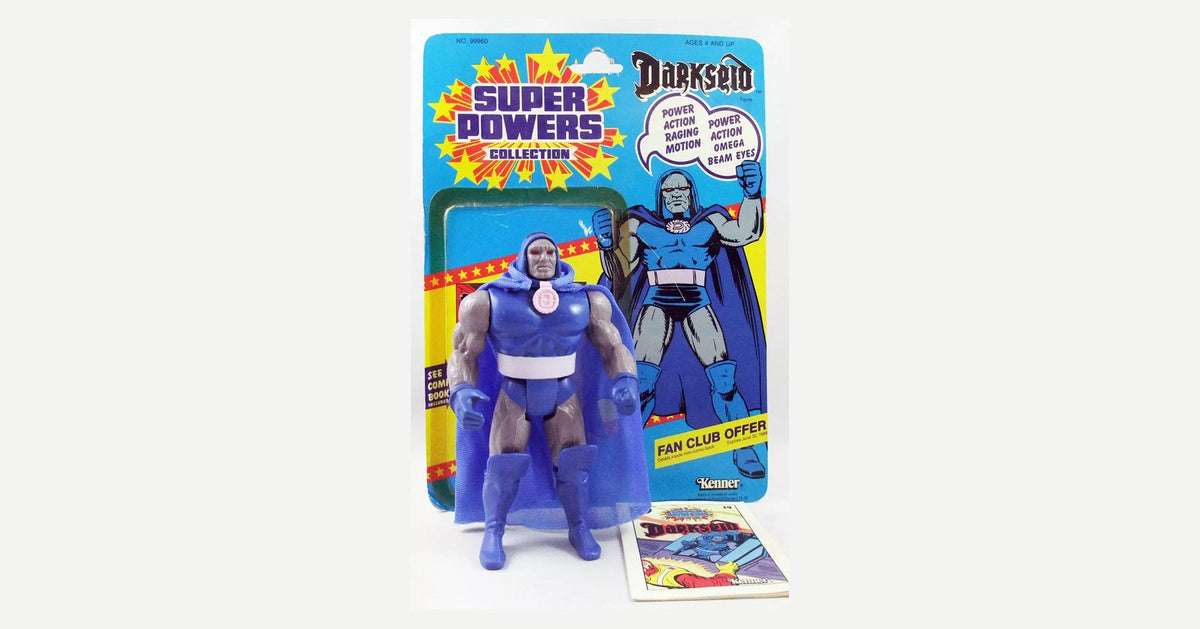 Figura Darkseid de Kenner Super Powers Collection 1984 con tarjeta original y mini-cómic