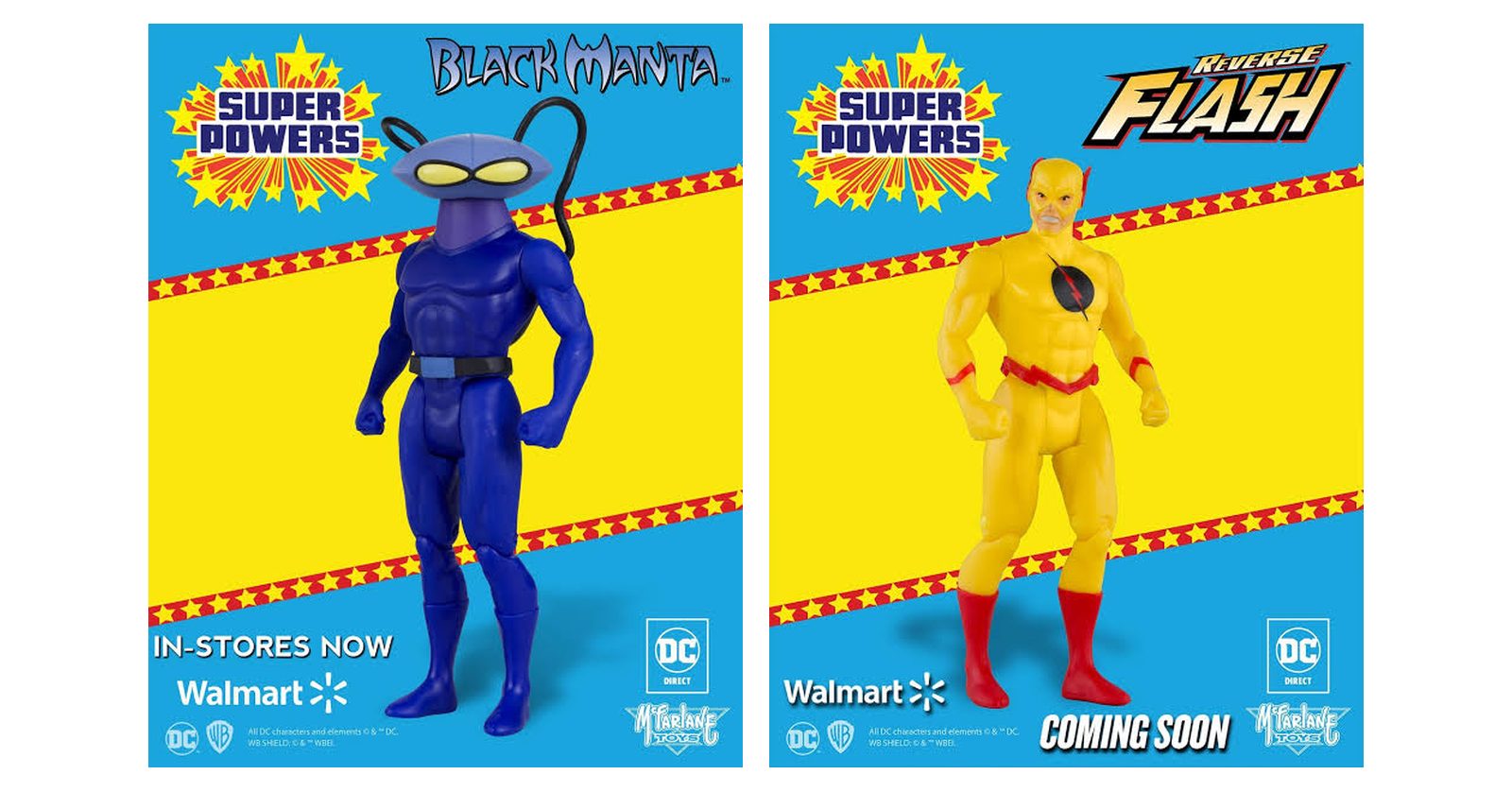 Figuras Black Manta y Reverse Flash de la línea Super Powers de McFarlane, exclusivas de Walmart