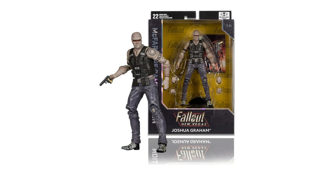Joshua Graham de Fallout New Vegas junto a su caja de McFarlane Gaming Edition