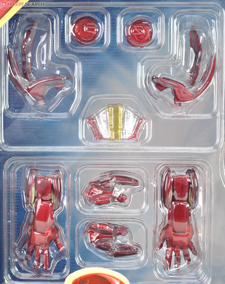 Accesorios incluidos del Iron Man Mark VI: manos intercambiables y piezas de armadura en blíster