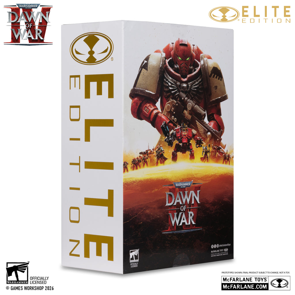 Estuche exterior Elite Edition del Capitán Cyrus, con el arte de Dawn of War IV y el logotipo dorado