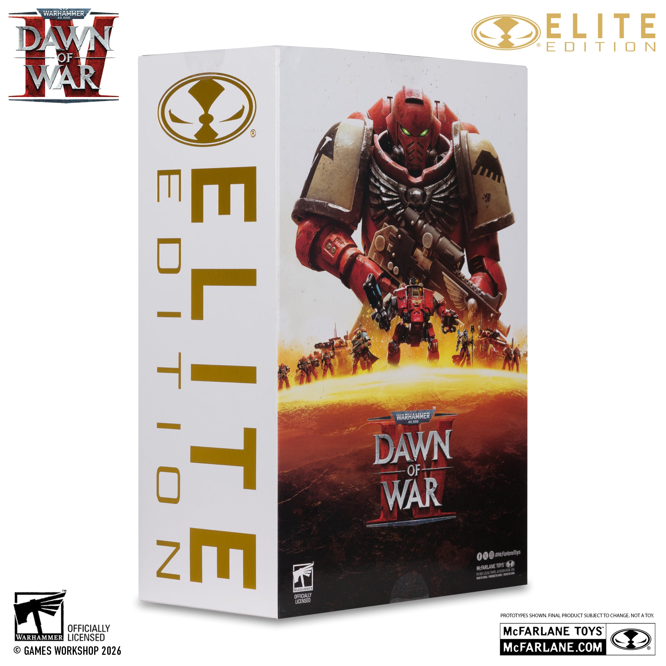 Estuche exterior Elite Edition del Capitán Cyrus, con el arte de Dawn of War IV y el logotipo dorado