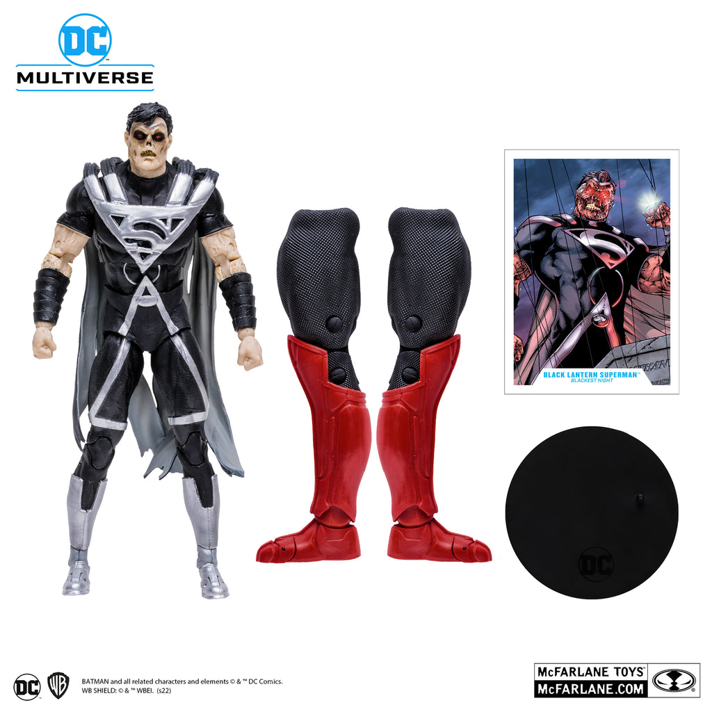 Black Lantern Superman Blackest Night McFarlane DC Multiverse 7 pulgadas con base, tarjeta coleccionable y las piernas de Atrocitus