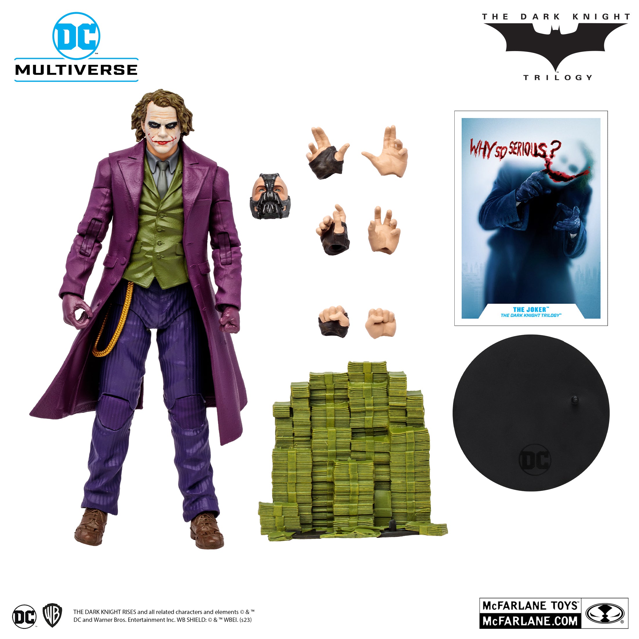 The Joker con la pila de fajos de billetes, accesorio principal de la figura