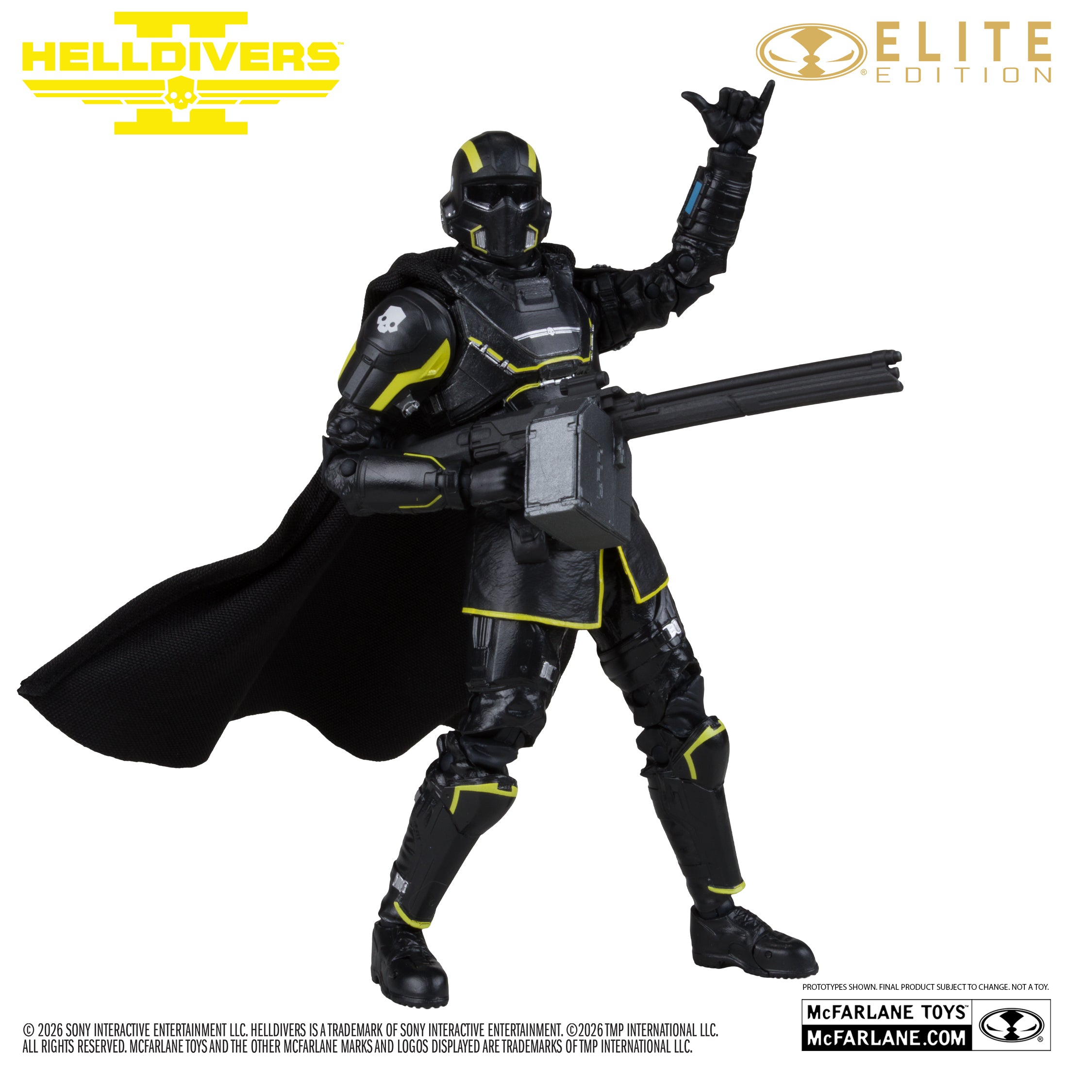 B-01 Tactical con la ametralladora pesada al hombro y la mano en señal de saludo