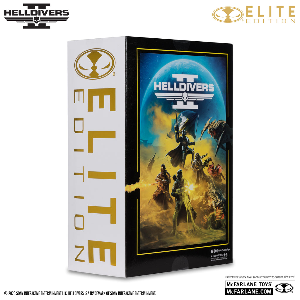 Estuche exterior Elite Edition del CE-25, con el arte de Helldivers II y el logotipo dorado