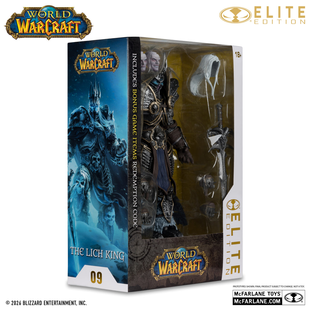 Caja del Lich King en tres cuartos, con el arte lateral y el número 09 de la Elite Edition