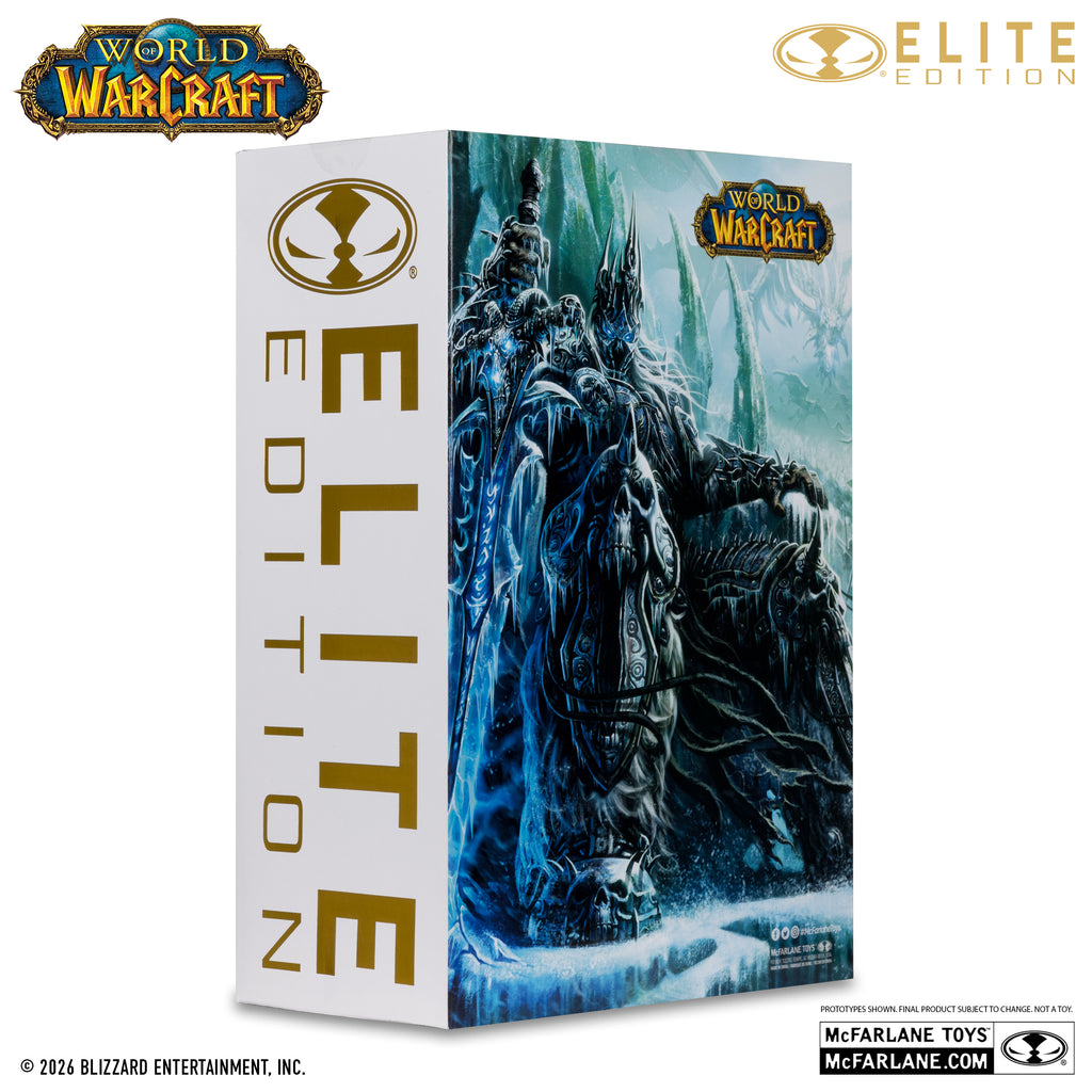 Estuche exterior Elite Edition del Lich King, con el arte de World of Warcraft y el logotipo dorado