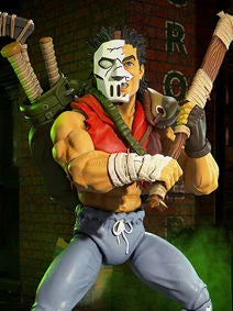 Figura Casey Jones Mirage Comic de Super7 ULTIMATES, detalle de la máscara de hockey