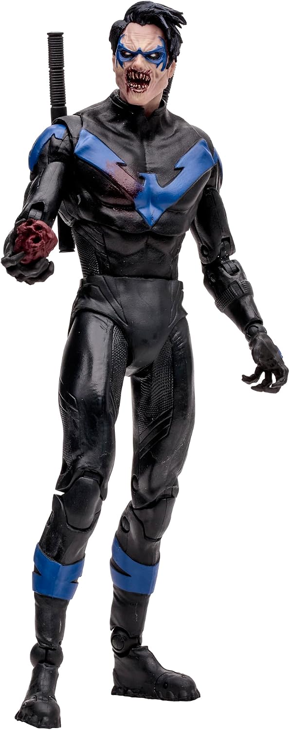 Nightwing vampiro visto de perfil, con los bastones sujetos