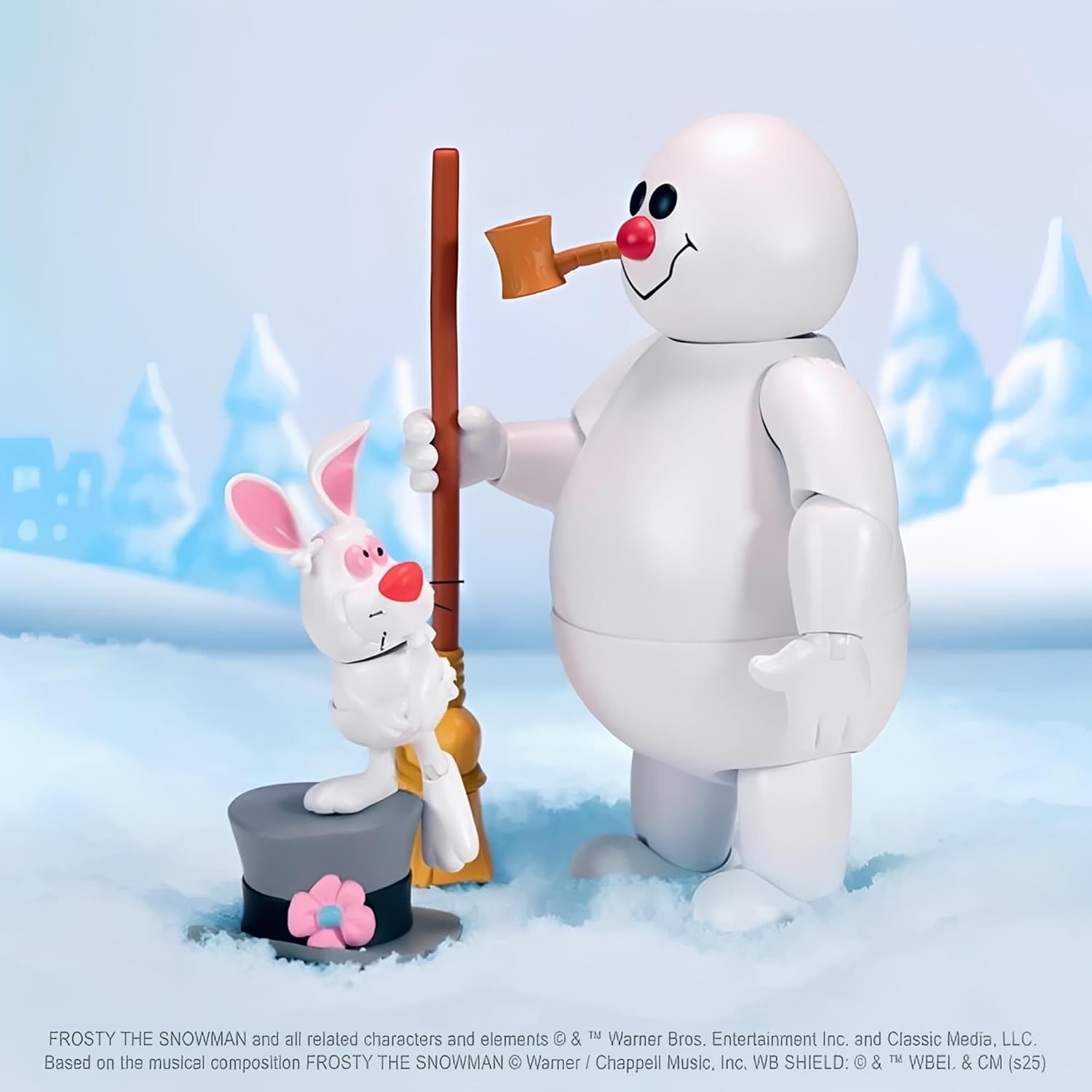 Frosty the Snowman armado con sombrero, bufanda y escoba