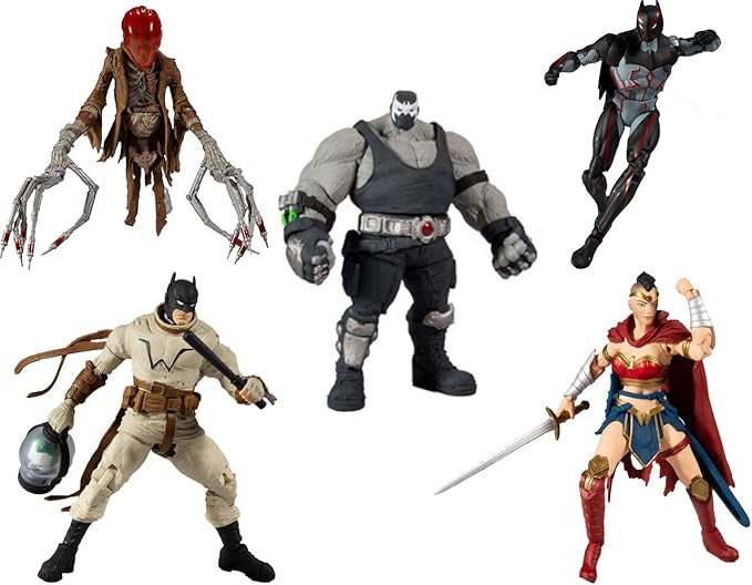 McFarlane Toys DC Multiverse Last Knight on Earth - Set completo de 4 figuras con piezas BAF
