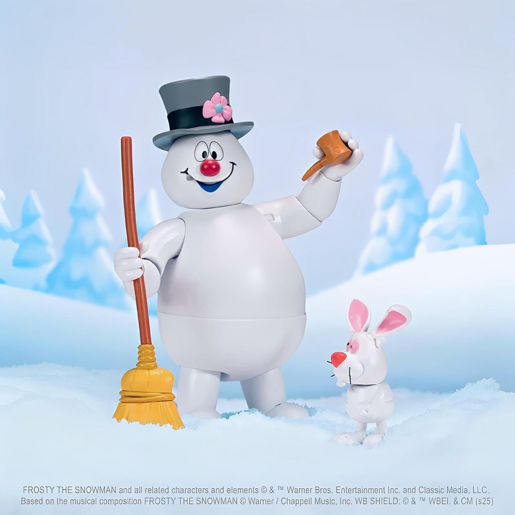 Detalle del rostro de Frosty the Snowman con la nariz de zanahoria