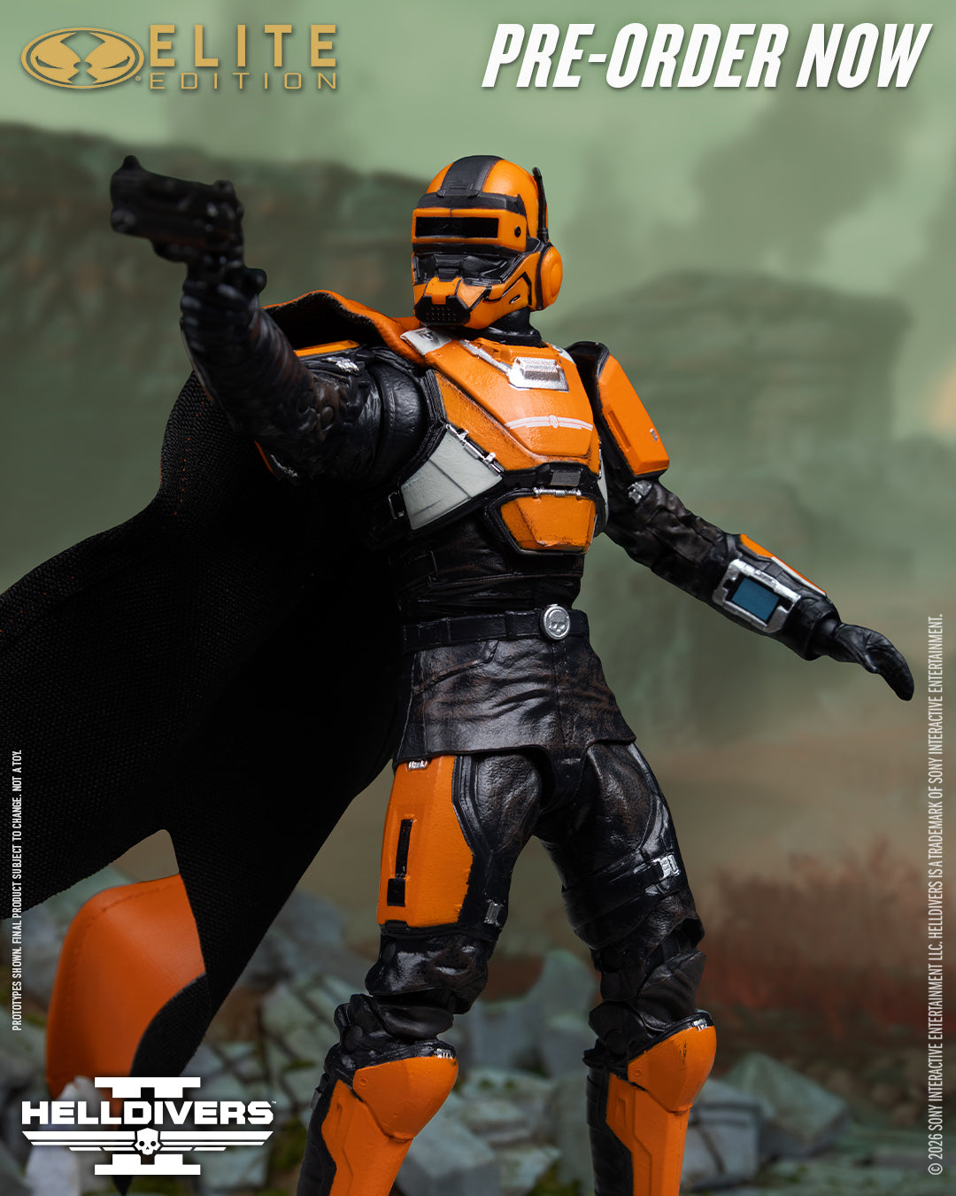 CE-25 Trench Engineer de Helldivers II en pose de combate, vista ambientada