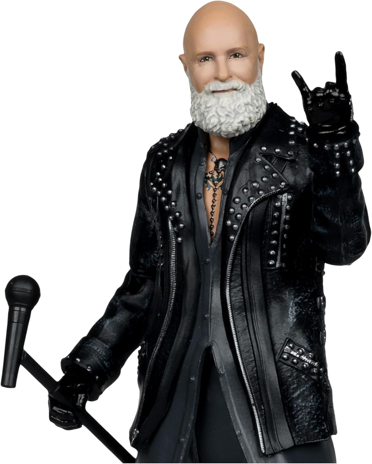 Rob Halford visto de espaldas, con las tachuelas de la chaqueta a detalle