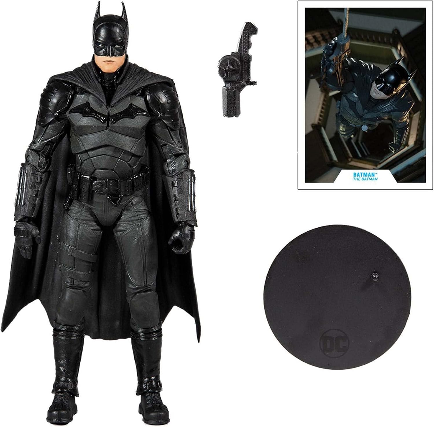 Batman de The Batman 2022 de cuerpo entero, con la capa de tela y el traje táctico