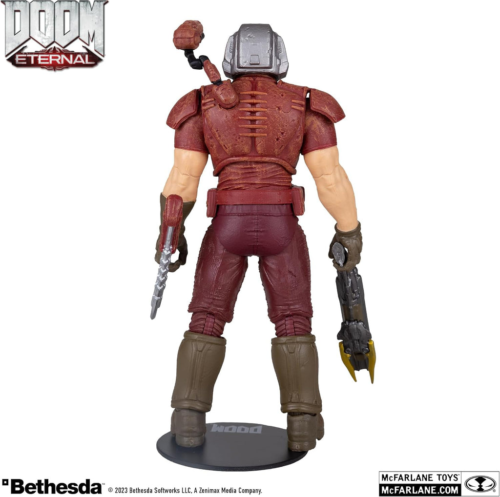 Doom Slayer Red Gold Label McFarlane, vista de espalda con armadura roja