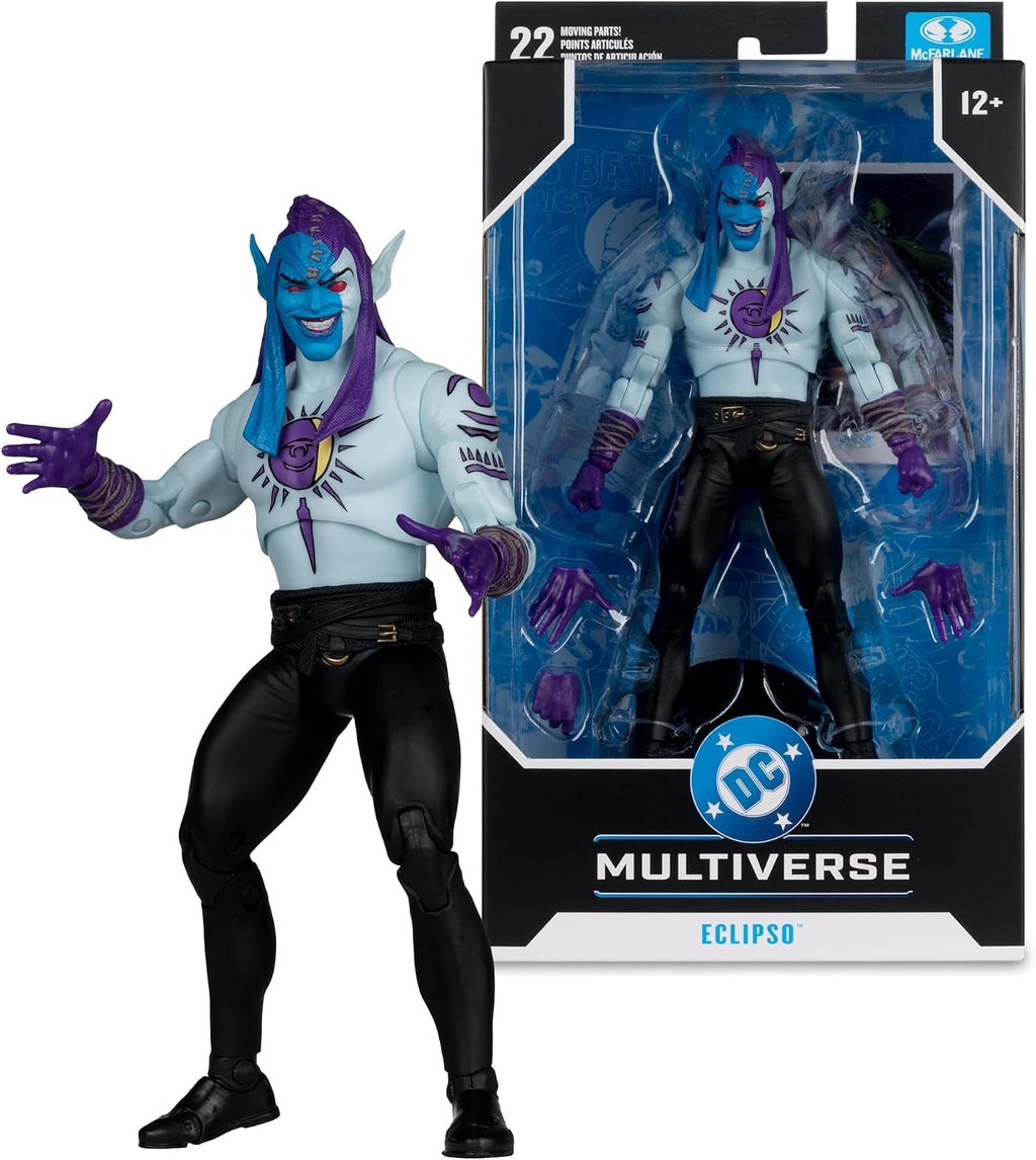 Eclipso de McFarlane DC Multiverse junto a su caja sellada