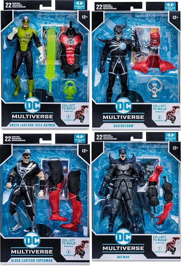 Las cuatro cajas selladas del set Blackest Night Build-A Atrocitus de McFarlane DC Multiverse