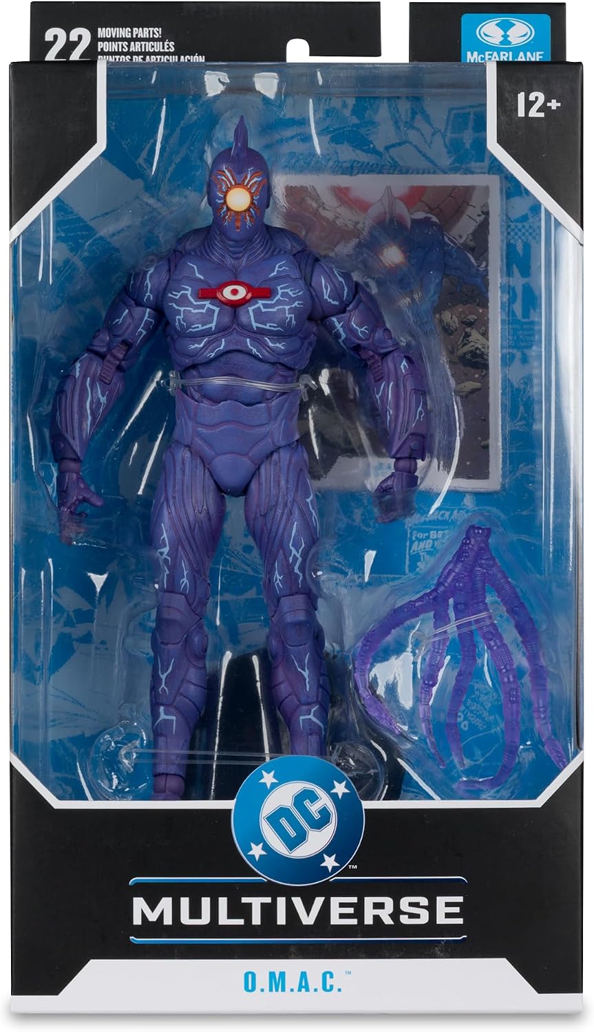 O.M.A.C. en su caja sellada DC Multiverse, vista de frente