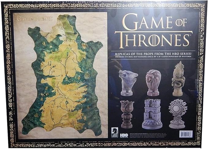 Dark Horse Deluxe Game of Thrones Mapa con Marcadores de Madera con Motivos de Las Casas (Caja con Detalles)