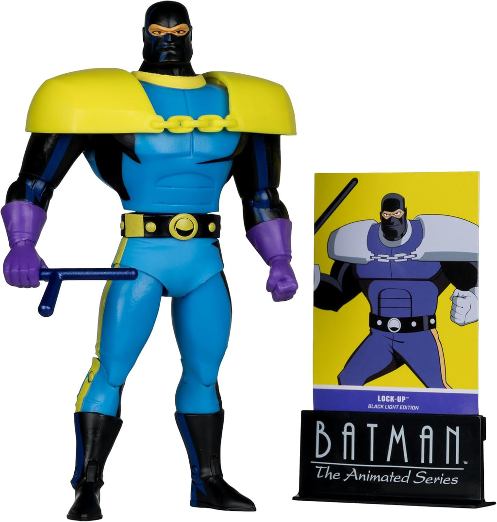 Lock-Up con el bastón, junto a la tarjeta de arte de Batman: The Animated Series