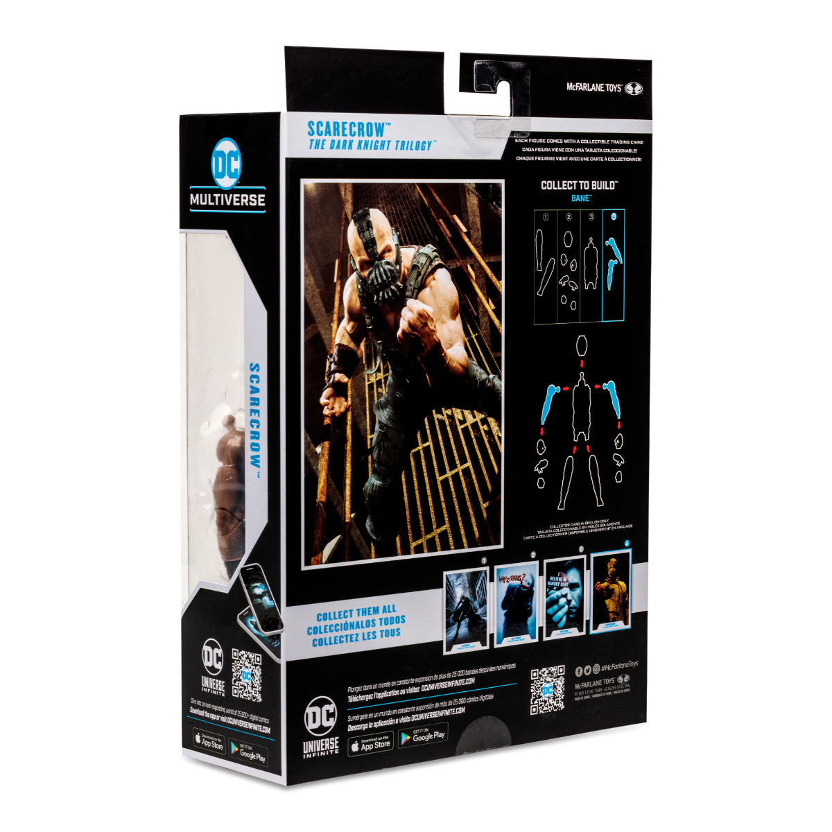 Reverso de la caja del Scarecrow McFarlane con la figura Build-A Bane
