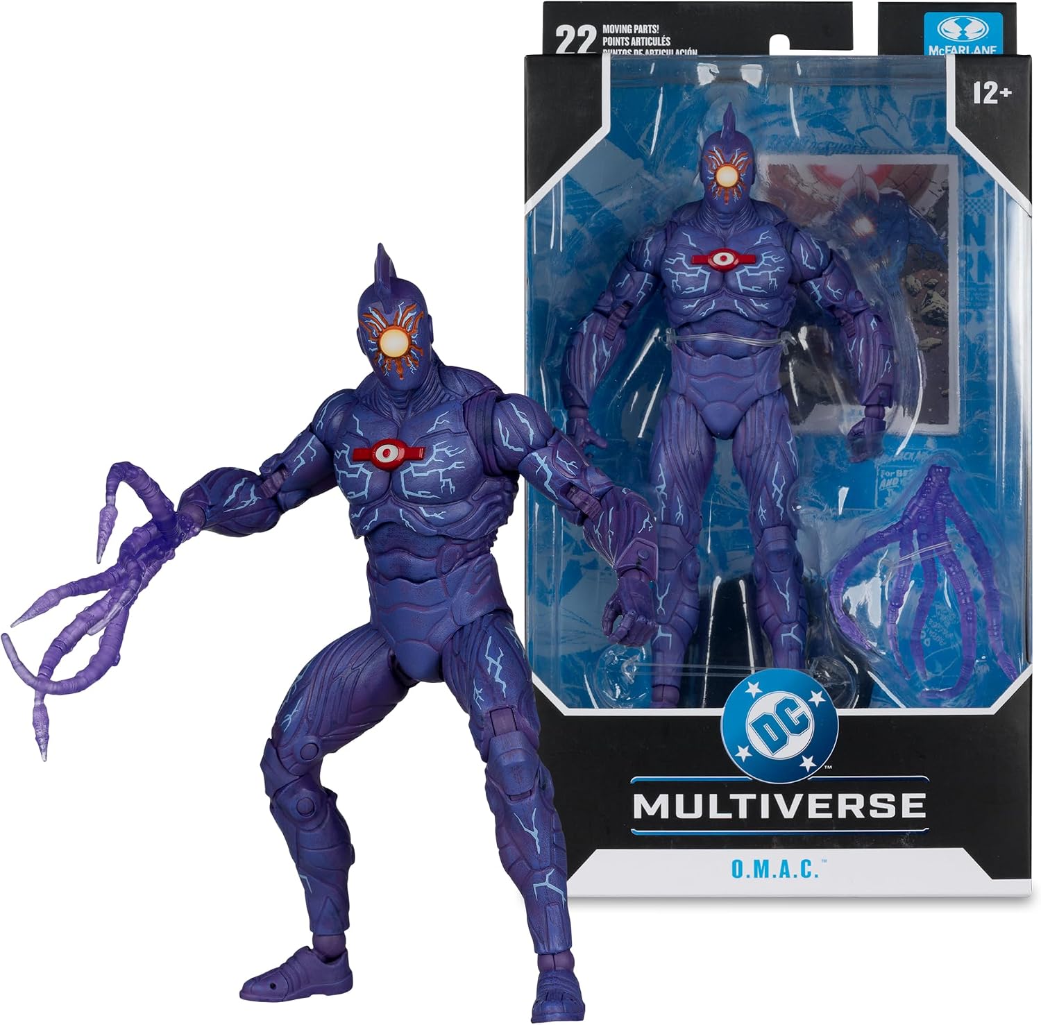 O.M.A.C. de McFarlane DC Multiverse junto a su caja sellada
