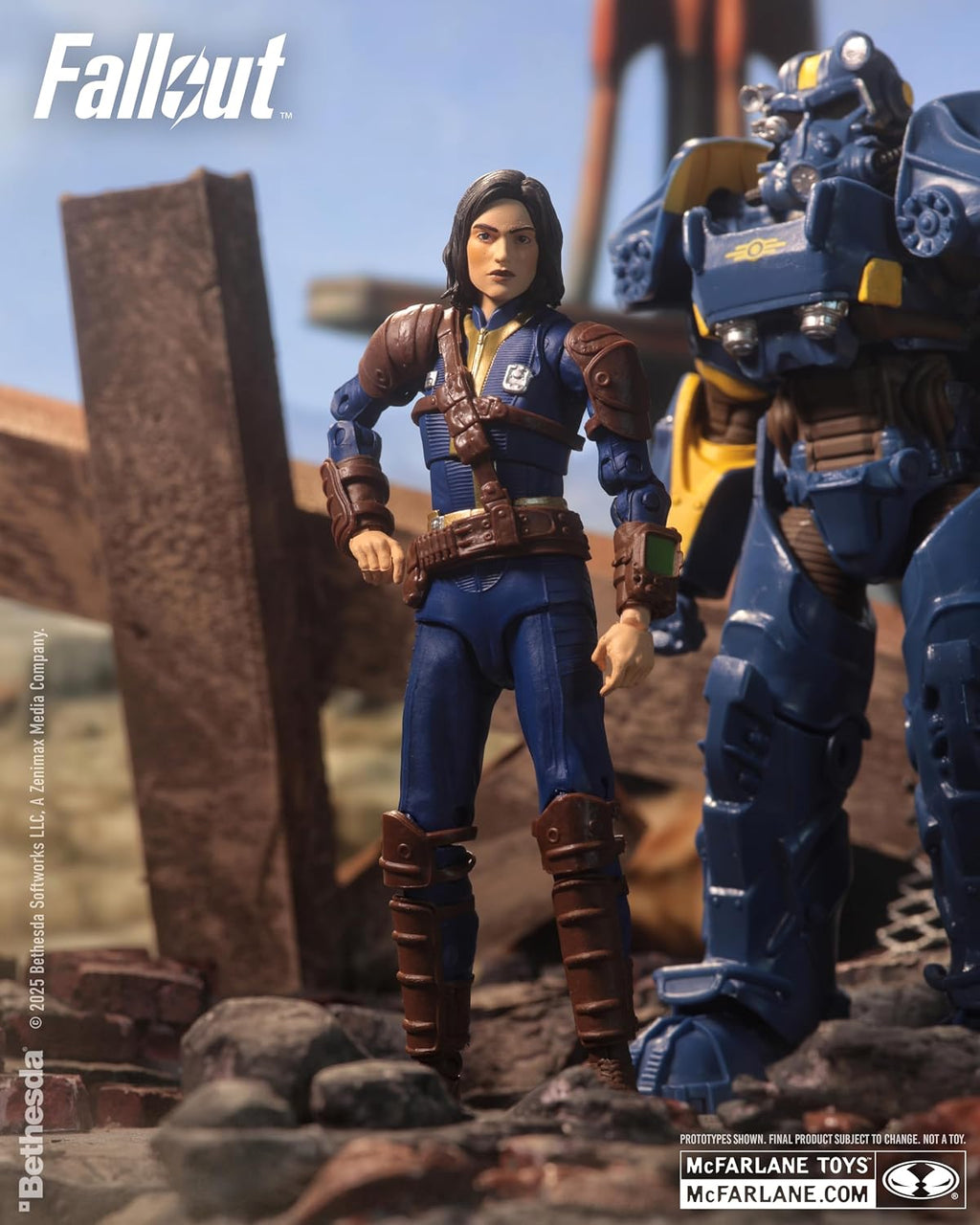 Sole Survivor y T-60 Vault Tec McFarlane Fallout en escenario de páramo
