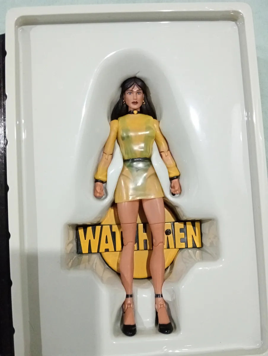 Mattel Adult Collector Watchmen Comic Bundle pack de 3 figuras: El Comediante, Buho Nocturno II y Espectro de Seda II (Cajas con detalle y figuras usadas)