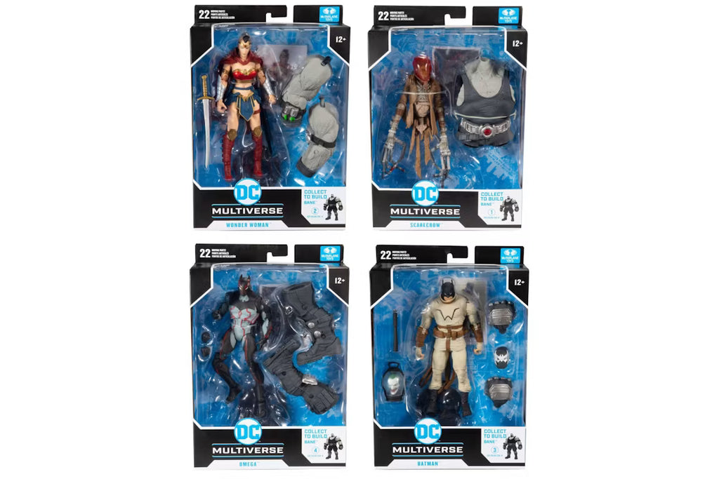Set 4 figuras Last Knight on Earth Build-A Bane de McFarlane DC Multiverse — cajas del conjunto completo