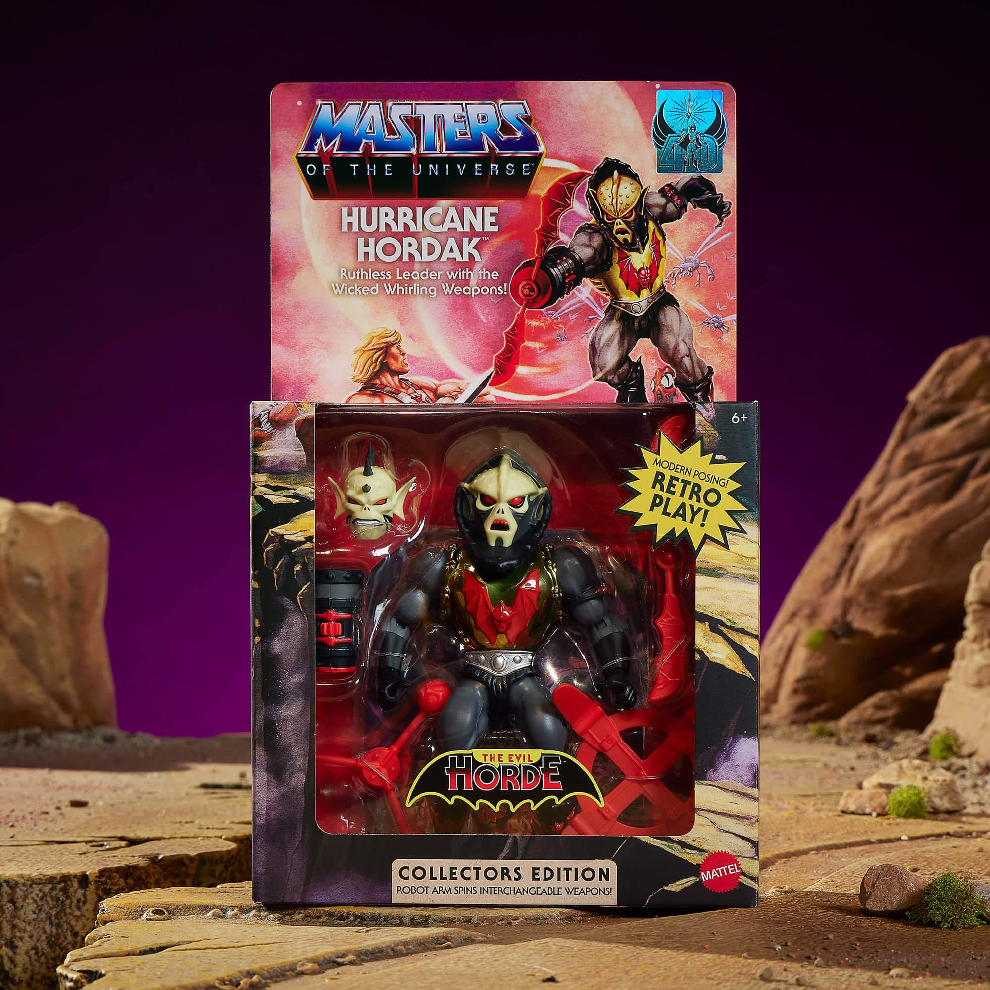 Hurricane Hordak Collectors Edition en su caja sellada con solapa ilustrada