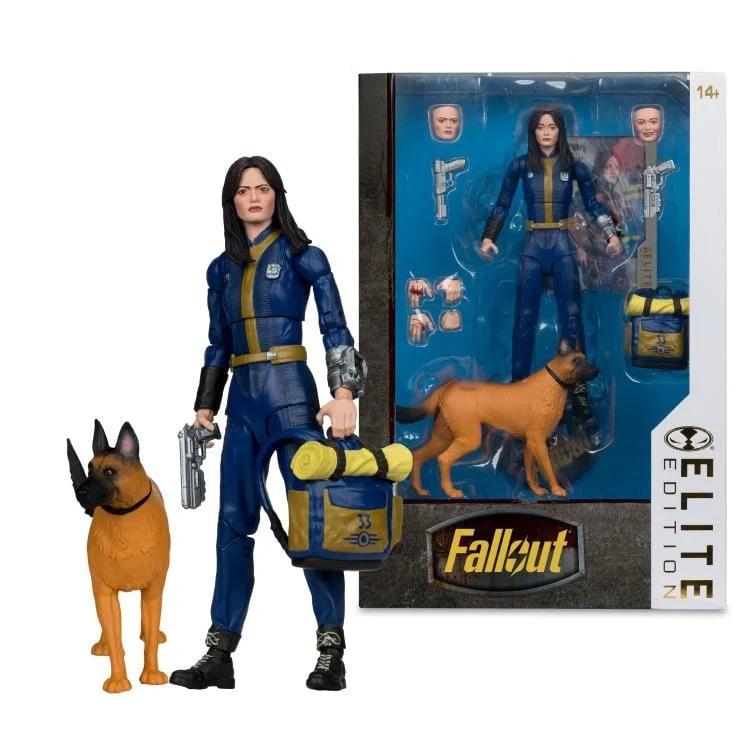 Lucy MacLean de Fallout con su perro pastor, figura McFarlane Elite Edition #6 de 7 pulgadas