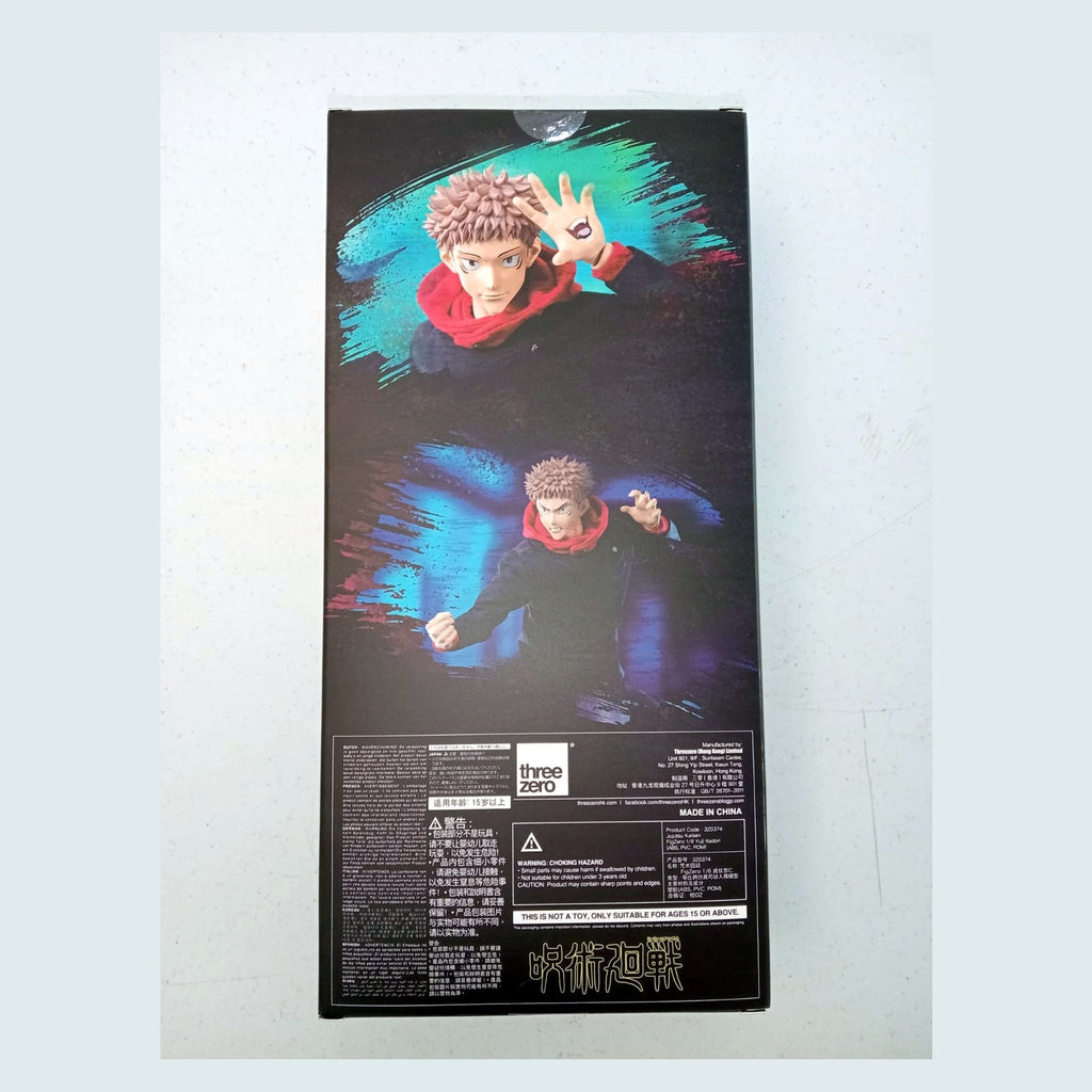 Yuji Itadori Threezero escala 1/6 Jujutsu Kaisen — reverso de la caja original con código de producto 3Z0374 y datos del fabricante
